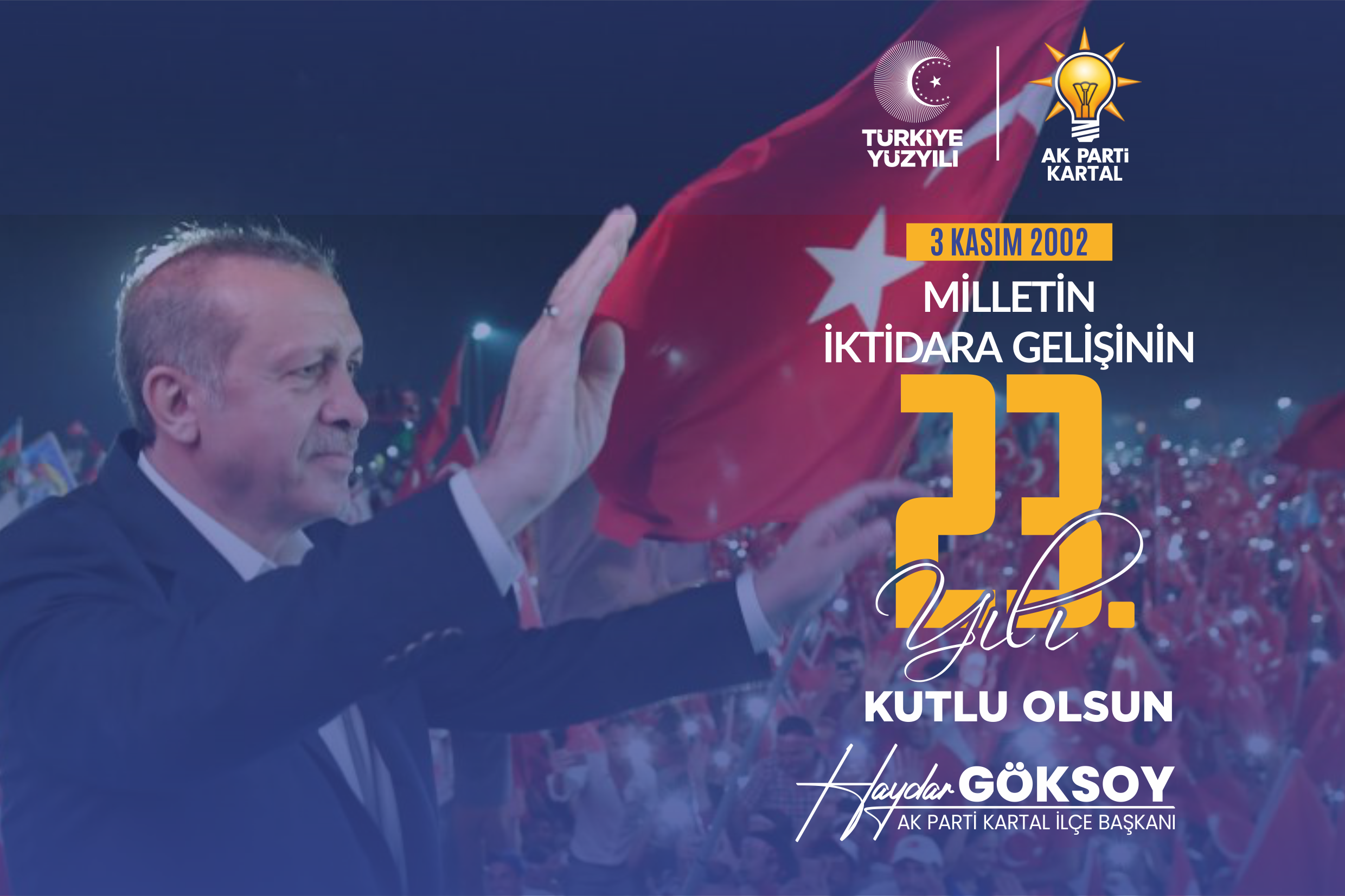 İlçe Başkanımız Haydar Göksoy'dan 3 Kasım Mesajı